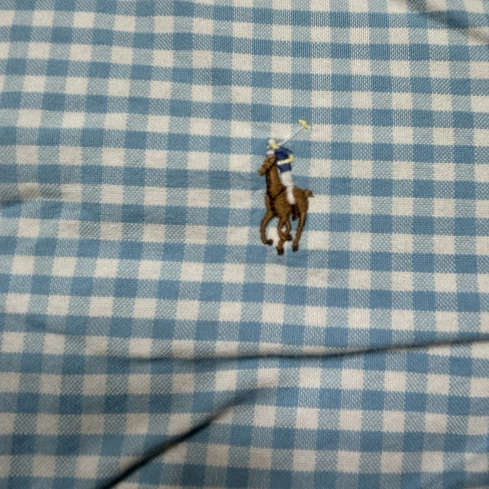 Ralph Lauren Shirt Men's M Blue Check Classic Oxford Button Down Flesh Pony OCBD